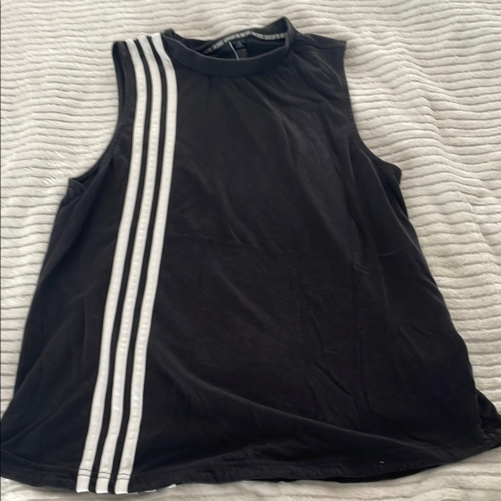 Adidas Black Top with White Accents